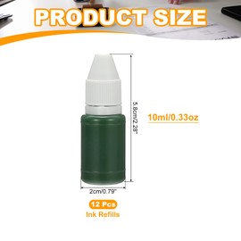 PATIKIL 0.33oz Refill Ink for Stamps and Ink Pads, 12Pcs 10ml Stamp Pad Ink Refill for Office Stamp Self Inking Stamp Date Stamp Scrapbooking, Pale Green