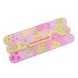 Cait & Co Luxe Pink Emery Board Set 3-Pack Nail Files with Follow Your Dreams Message - Gentle & Effective Nail Shaping & Smoothing - Stylish Floral Design