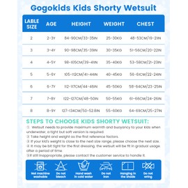 Gogokids Kids Shorty Wetsuit, 2.5mm SCR Neoprene Wetsuits for Toddlers, Back Zipper Children's Short Wet Suits Comfort & Warmth, UV Wetsuit for Swimming, Snorkelling & Surfing, Ages 3-4 Boys, Green