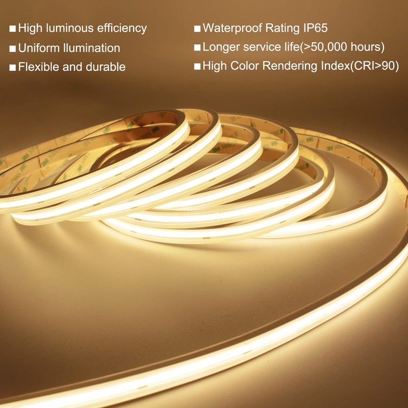 Pandery COB LED Strip Lights,2700K Warm White,24V led Light Strips