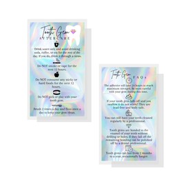 Tooth Gem Aftercare Cards | 50 Pack | 2x3.5" inch Business Cards | Wallet Sized Non-Reflective Matte Rainbow Holographic Look Design