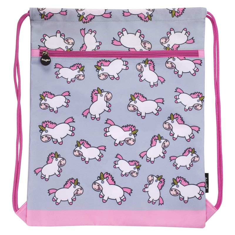 Fringoo - Kids Drawstring Bag - Front Zipped Pocket -