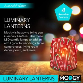 MODGY Luminary Lanterns Candle Holder Decorative Indoor Outdoor Decor, Lanterns for Wedding Centerpiece Decoration Outside Patio 4-Pack, with Flameless Floating LED Candles Gibby