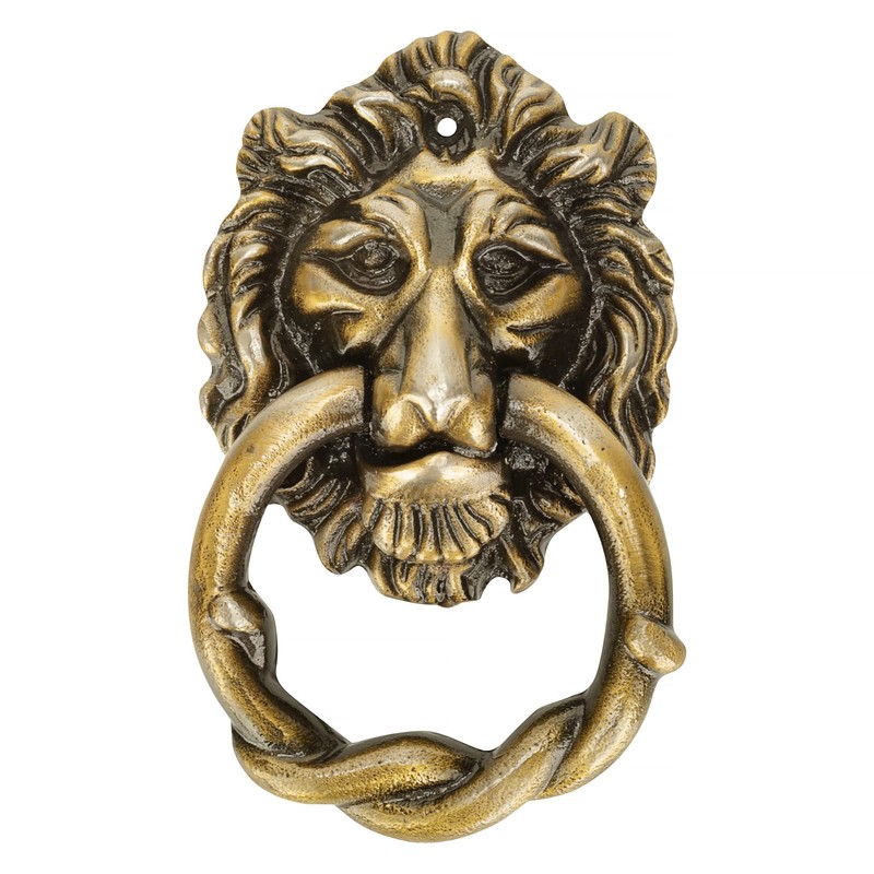 Front Door Knocker - Solid Brass Lion Head - Antique