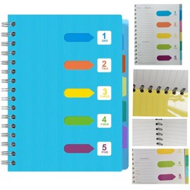 YOOFUN Spiral Notebook,5 Subject Notebook,Lined Spiral Journal Notebook for Work,260 Pages A5 College Ruled Journal Notebooks with Dividers Tabs for Work, School, Women, Men