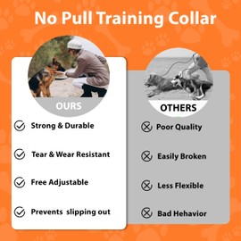 Seyezo Seyezo Martingale Dog Collar, Slip Martingale Collar with No Buckle, Adjustable Pet Trainning Collar for Small Medium Large Dogs, Reflective Heavy Duty Nylon No Pull Martingale Collar, S, Orange