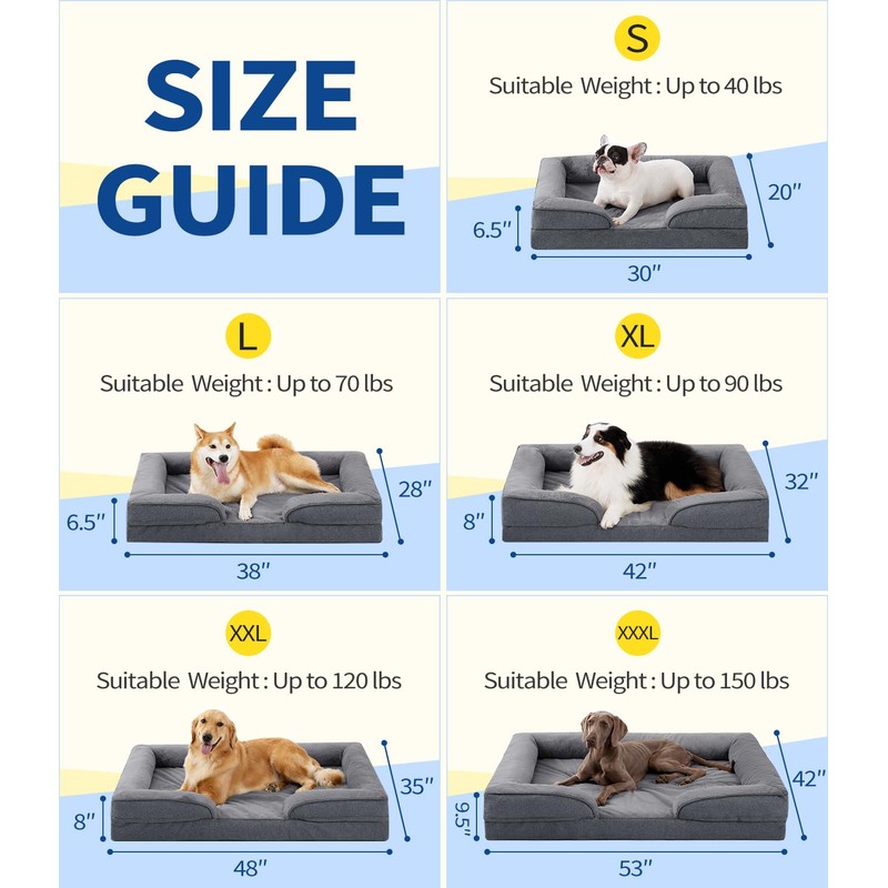 Made4pet Dog Bed Orthopedic, Dog Sofa for Small Dogs Supportive