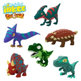INKEE DINO Gift Box with 6 Children's Bath Bombs, Contains 6 Different Dinosaur Figures to Collect - 6 x Bath Bombs Children with Surprise