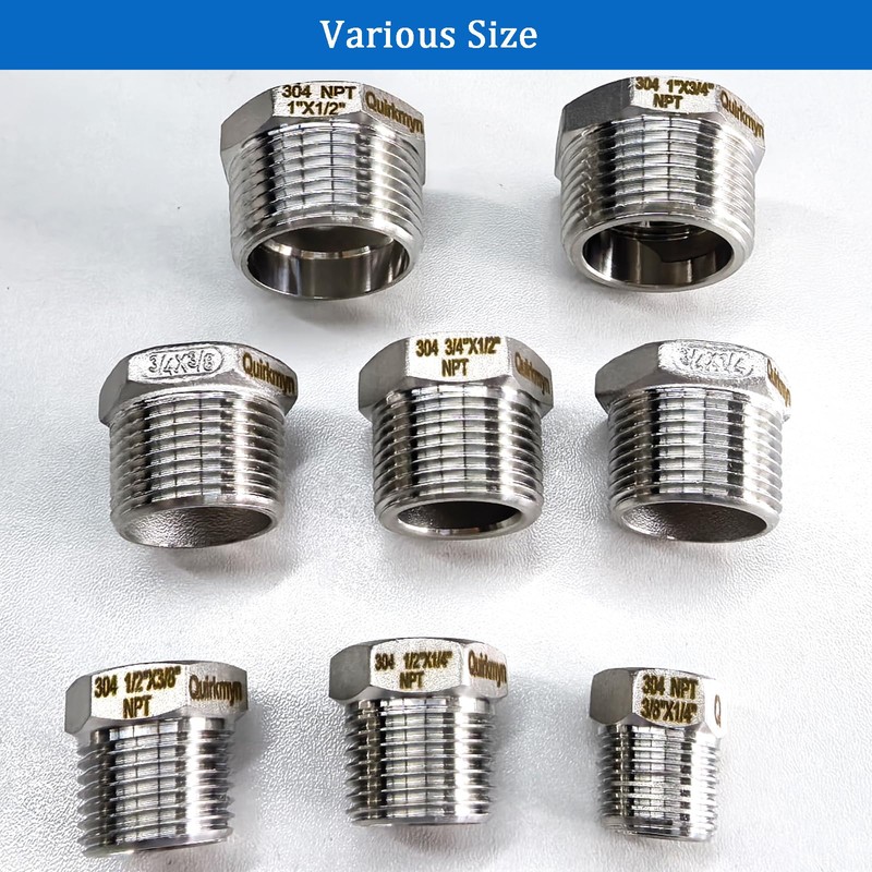 2 bujes de acero inoxidable (3/4"-3/8")