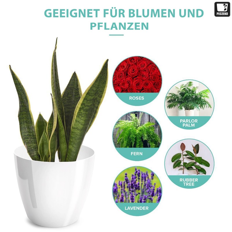 PECZEKO Shiny Flower Pot, Plastic Planter, Decorative Pot for Large