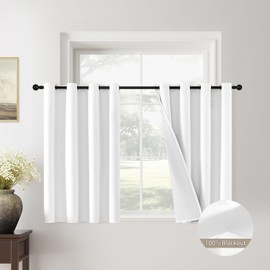 ChrisDowa White Linen Textured 100% Blackout Curtains for Bedroom, 2 Panels Set Thermal Insulated Linen Curtains for Living Room, Privacy Grommet Window Curtains (Pure White, 52 x 54 Inch)