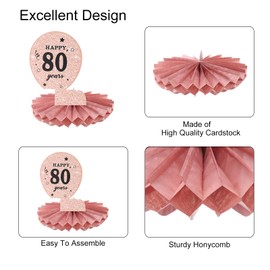 sourcing map 80th Birthday Decoration Centerpieces for Tables Decorations Table Toppers for Men and Women Birthday Party Decoration Supplies (Red + Gold Tone)