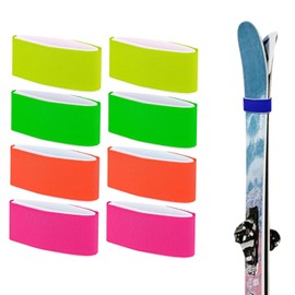 Aurorasports 8 Pcs Ski Straps Fasteners, Adjustable Ski Wrap Bands Carrier Tapes Storage Ties with Protective Pad (Light Color)