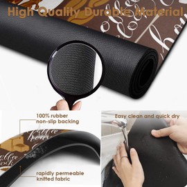 Arttown Coffee Mat for Countertops, Tea Coffee Retro Vintage Cafe Brown Dish Drying Mat 2 Pcs for Kitchen Coffee Bar Accessory,Fit Under Coffee Maker Espresso Machine Dish Rack Hide Stain 12x19in