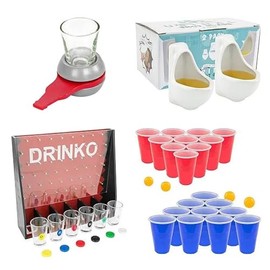Fairly Odd Novelties Party Extravaganza: Drinko Drinking Game, Spinning Bottle Shot Glass, Urinal Shot Glasses Set, and Beer Pong Box - Ultimate Party Bundle