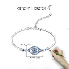Evil Eye Bracelet for Women Sterling Silver 925 Turkish Greek Blue Evil Eye Bracelets Jewelry Bangle