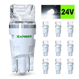 ZXREEK T10 LED 24V Position Lamp Set of 10 White W5W 194 168 Ceramic LED High Brightness Truck Car Indoor Light License Plate LED 1.5W 150LM 6500-7000K White 2835 Elements 3pcs Diffused Lens T10 LED Room Lamp/Side Turn Signal/License Plate / Position LED