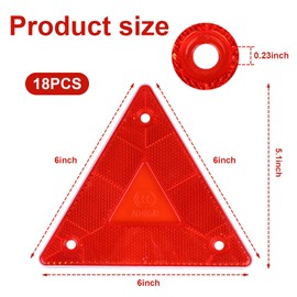 18 Pieces Red Safety Reflector Warning Sign,6 Inch Slow Moving Vehicle Sign Triangle Reflective Warning Signs for Trucks Golf Carts Tractors and UTVs