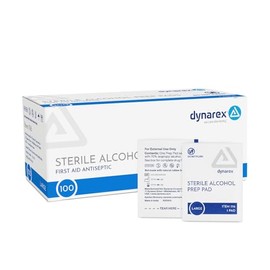 Dynarex DynaSafety - Almohadillas de preparación de alcohol estéril – Grande – 70% alcohol isopropílico, envueltas individualmente, toallitas de limpi