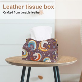 2 Pack Tissue Box Cover Holder, Magnolia Blossom Rectangle Leather Tissue Case, Decorative Organizer for Tabletop, Bathroom, Car, Office