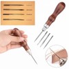 4 in 1 Leather Awl Sewing Punch Wooden Handle Leather