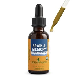 Herb Pharm Cerebro y memoria: fórmula con ginkgo biloba orgánico, absorción rápida para el enfoque mental, suplemento cerebral vegano nootrópico | Sup