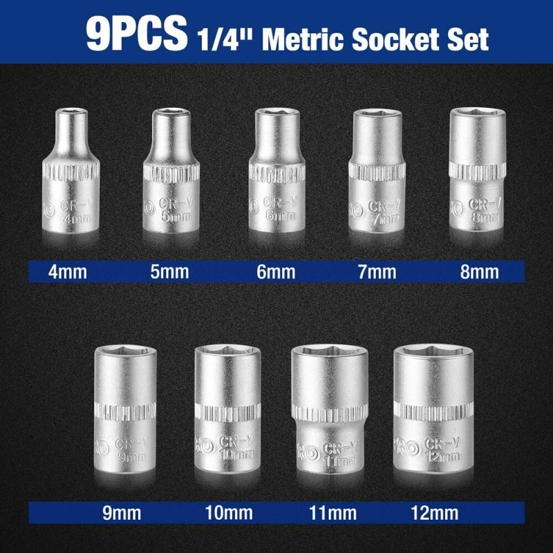 WORKPRO 34PC 1/4 Drive Master Socket Set Metric Dual Head