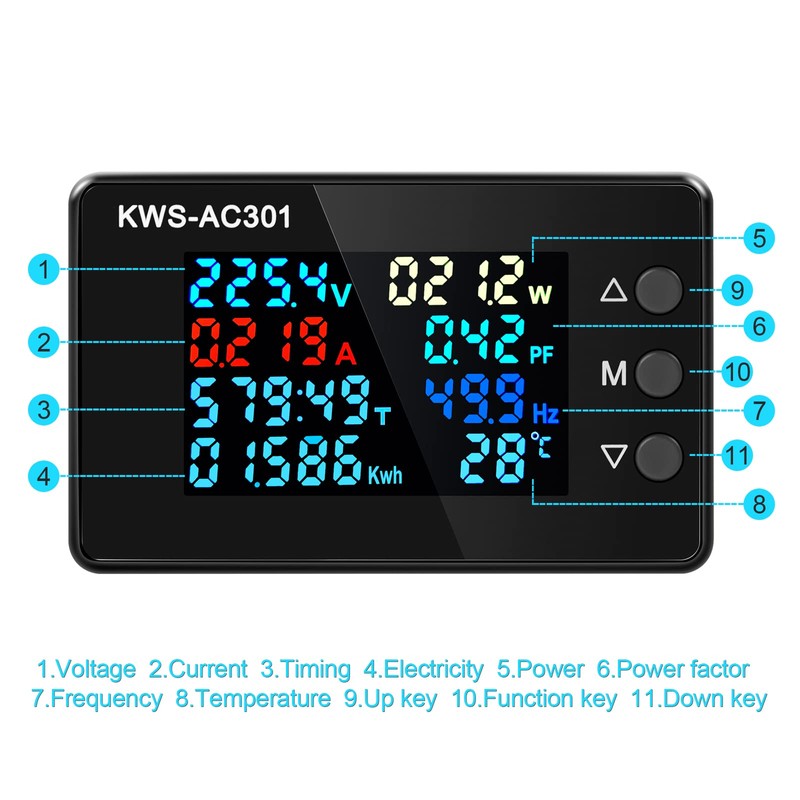 AITIAO Digital Display AC Multimeter 50-300V 0-100A Current Voltmeter with