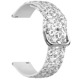 IKIKI-TECH band, Compatible with GARMIN Vivoactive 3 / Venu 2 Plus/Venu/Venu Sq/Forerunner/Vivomove 3 (Musical Notes) Soft Silicone Sports Bracelet