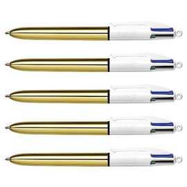 BIC 5 x 4 Colour Shine Gold Retractable Ballpoint Pen Medium Point