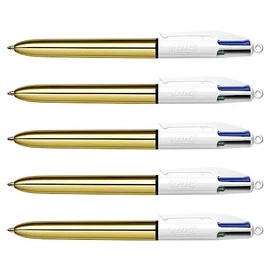 BIC 5 x 4 Colour Shine Gold Retractable Ballpoint Pen Medium Point