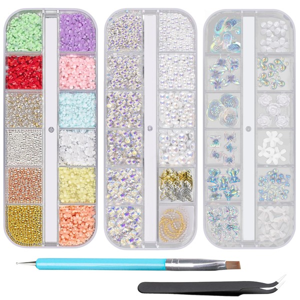 Rhinestones with Bedazzling Kit,3 Boxes Bedazzling Gems for Crafting,Colourful Rhinestones