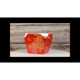 Oriental Longwei Dragon King Takeout To Go Box Serving Bowl With Chopsticks Set