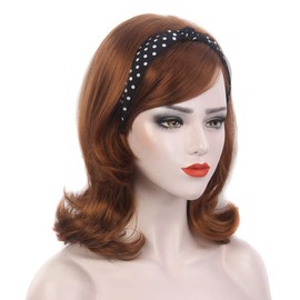 H&Bwig Blonde Long Wigs for Women Natural Synthetic Hair Dark Root Wig Auburn 50s 60s 70s Cosplay Daily Work Costume Party