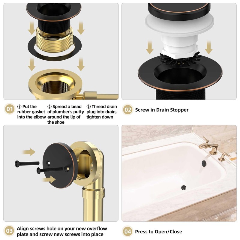 Sogmeter Oil Rubbed Bronze Tub Drain Kit with Hair Catcher,