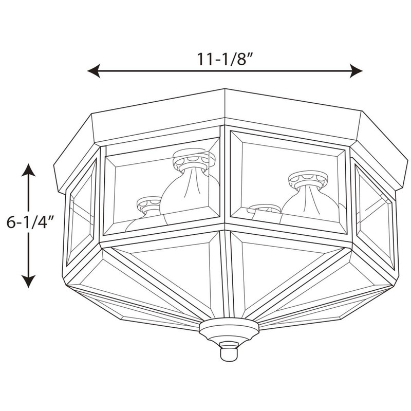 Progress Lighting 4-Light Beveled Glass 11-1/8" Close-to-Ceiling, Indoor, P5789-10, Polished