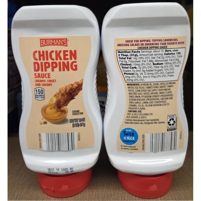 Burmans Chicken Dipping Sauce Creamy, Sweet and Savory 16oz 454g