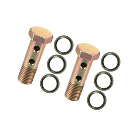 Motoforti Universal M14x1.5 51mm Length Motorcycle 6 Hole Hollow Bolt Screws with Washers Set Brake Hollow Screws Metric Thread Bronze Tone - Pack of 8 Long-lasting