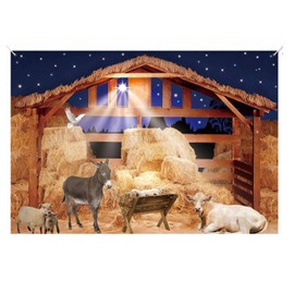 Zliisang 7X5FT Nativity Manger Scene Backdrop Straw Hay Cow Sheep Farmhouse Background Nativity of Jesus Hayloft Bethlehem Backdrop Old Wooden Barn Stable Christian Photo Props Party Decorations
