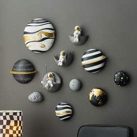 AWNR Astronaut Wall Decor Set of 3 Outer Space Theme Decorations Wall Hanging Sculptures Space Decor for Modern Home Decor Spaceman 3D Wall Decor for Bedroom Nursery Dorm