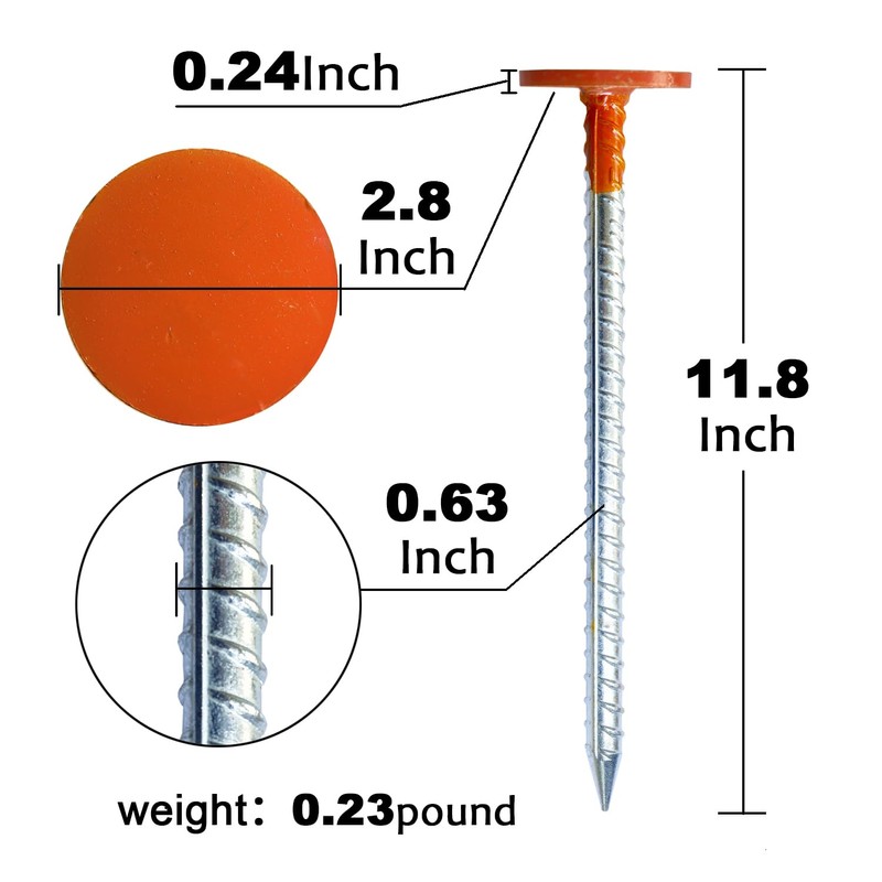 Rebar Survey Marker Stakes, 12 Inch Long - 1.35 LB