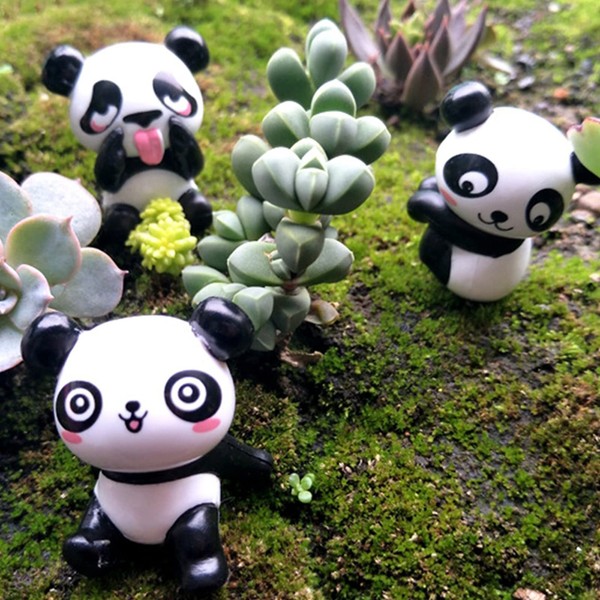 LHKJ 1 Set of 8 Mini Animal Miniature Panda Decoration, Cute Toys Figures Decoration, DIY Gardening Doll