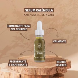 XAMANIA Serum Facial de Caléndula con Efecto Antioxidante y Antiedad. Estimula el Colágeno & Elastina, Skin Care para Piel Estresada o Madura. 15 ml