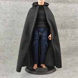 Panchitalk 1/6 Scale Soldier Cloak Gown Hooded Cape for 12'' Male Feamle Action Figure Body Clothes(Black)