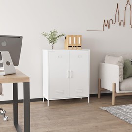 Steehoom Metal Storage Cabinet with 2 Door, Steel Locker Sideboard Buffet Cabinet Console Table for Home Office (Black)