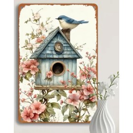 Unbranded METAL ART- Charming Bluebird, Birdhouse, and Floral Metal Wall Art