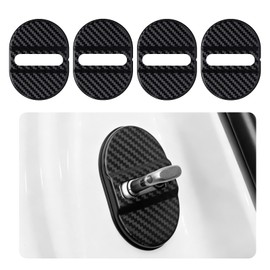 Aokdom 4PCS Carbon Fiber Car Door Lock Cover,Stylish Car Door Lock Protector Cars Decor for Cushioning Protection,Self-Adhesive Cars Doors Latch Cover Automotive Accessories Exterior