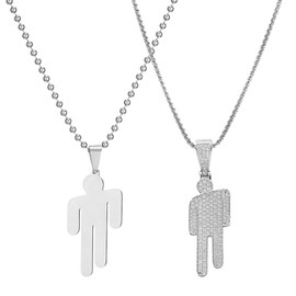 CVFRTT 2 Pieces Hip Hop Necklace, Stainless Steel Pendant Necklace, Fashionable Simple Necklace, Creative Pendant Necklace, Clothing Accessories