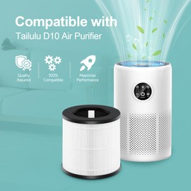 D10 Replacement Filter Compatible with Tailulu D10 Air Purifier, H13 True HEPA Filter, 3-Stage Filtration System, 2 Pack (with 6-Pieces Aroma Pad)