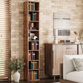 IRONCK Tall Narrow Bookshelf 8 Tiers, Compact Corner Bookcase, Easy to Match for Living Room, Office, Study, Bedroom
